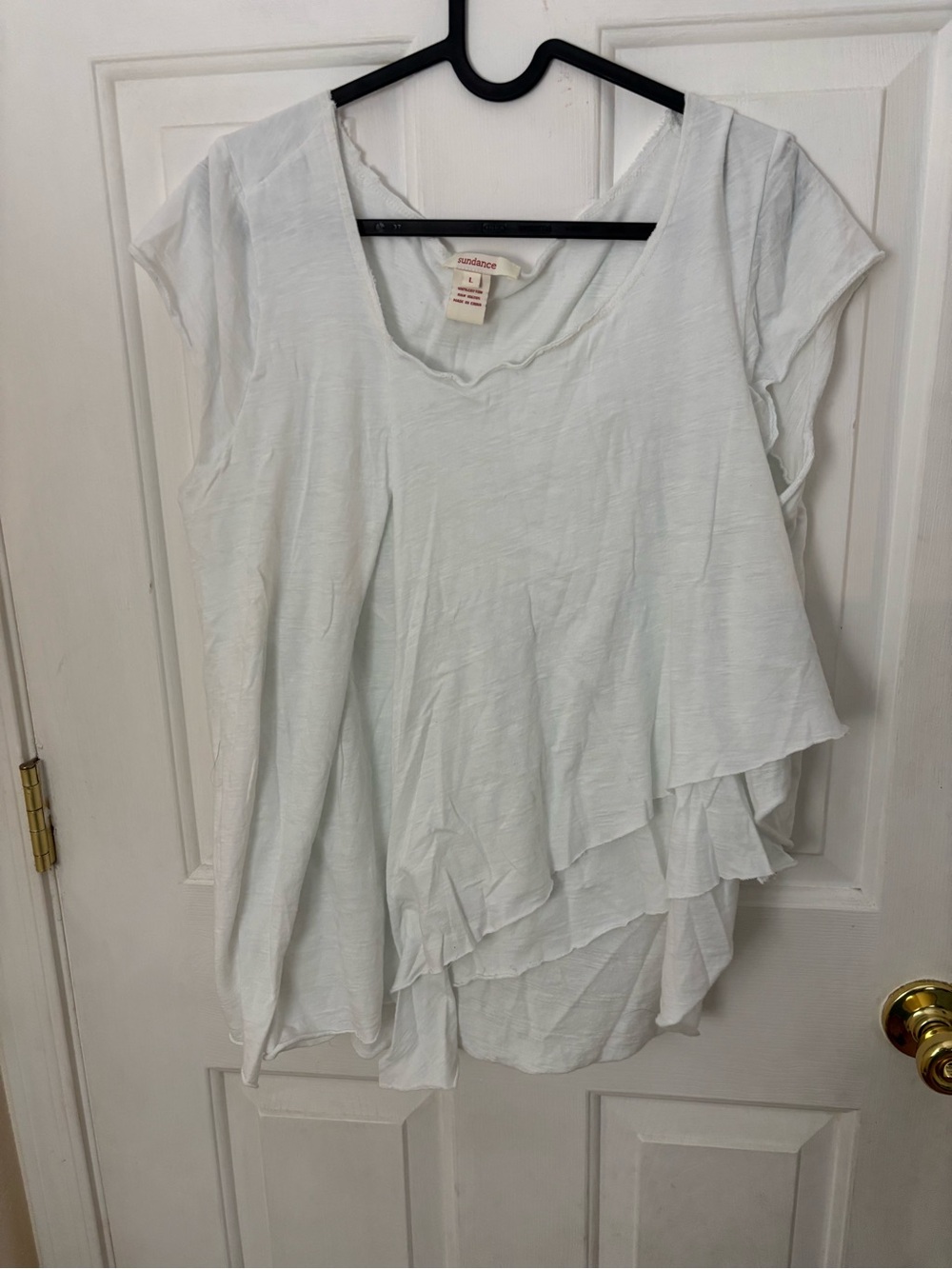 Sundance White Layered Asymmetric Scoop Neck Tunic
